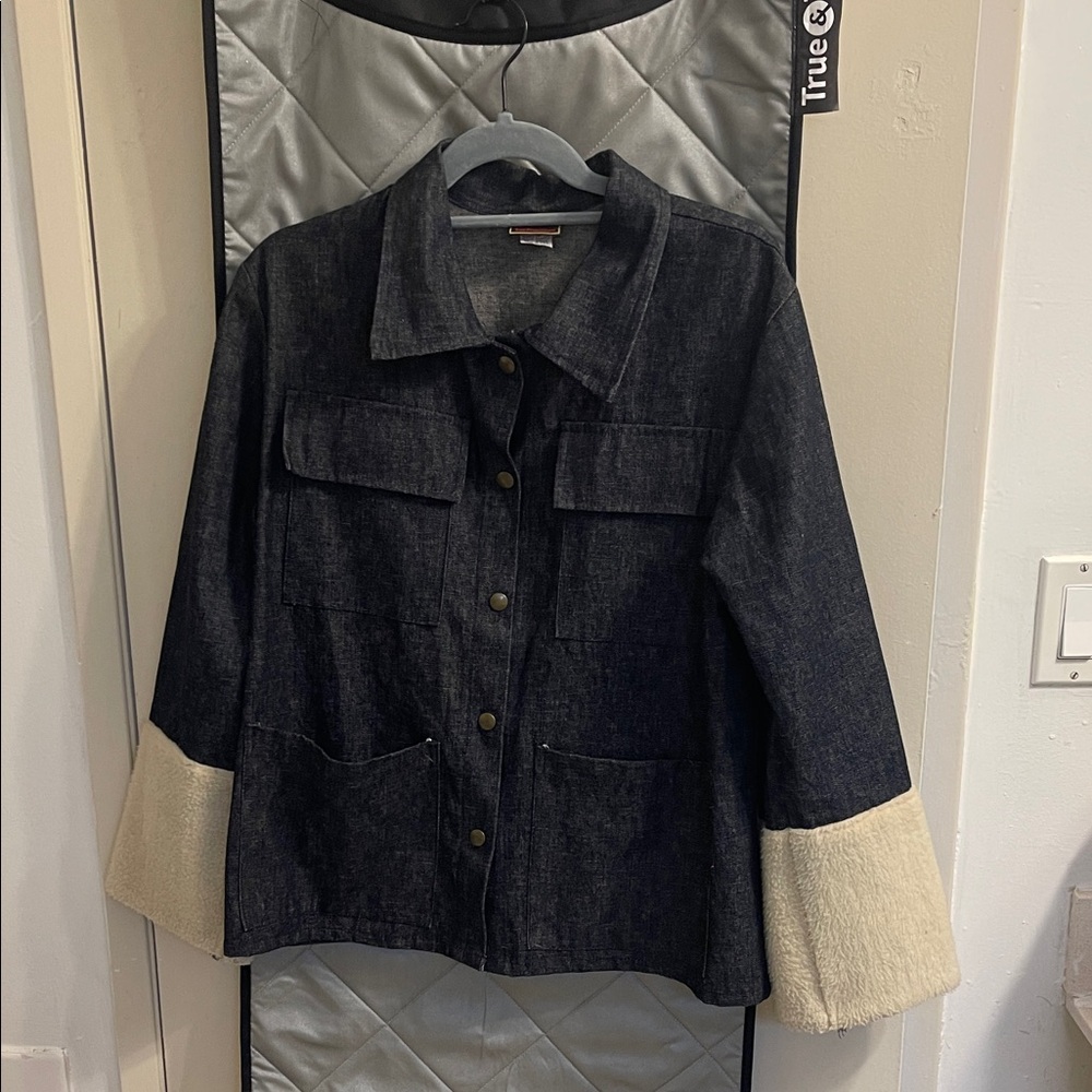 Women's Denim Jacket with Cream Accents